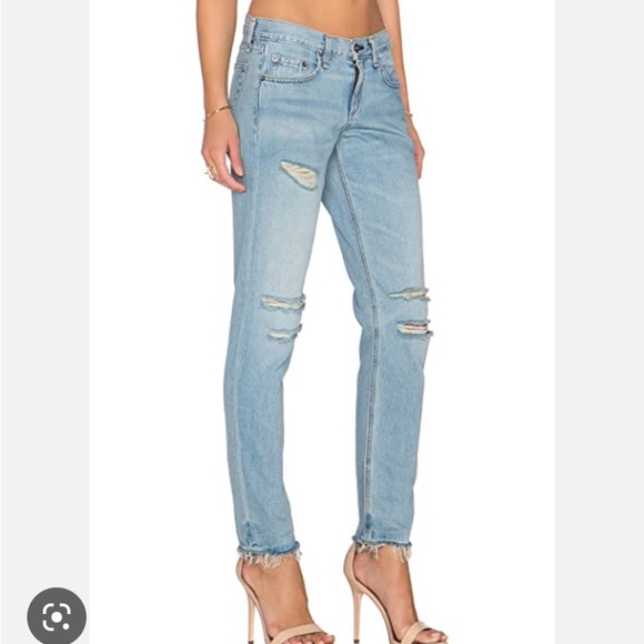 Rag & Bone Boyfriend Light wash Distressed Raw Hem Jeans Size 28 - Picture 3 of 11